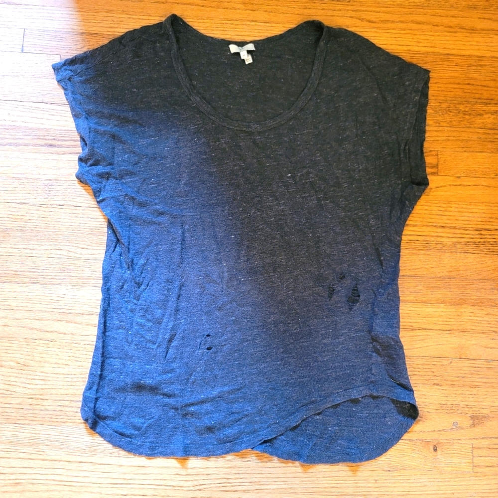 Joie $5 In Bundle Distressed Charcoal Grey short sleeve T shirt, infinity hem